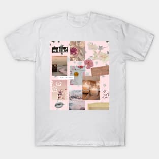 Baby Pink Floral Collage Y2K T-Shirt